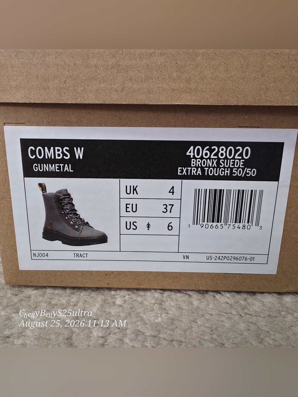 Dr. Martens Combs W Combat Boot in Gunmetal